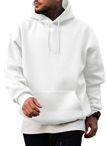 JMIERR Mens Casual Cotton Hooded Collar Drawstring Hoodies Pullover Sweatshirts Casual Long Sleeve Shirts - Image 1