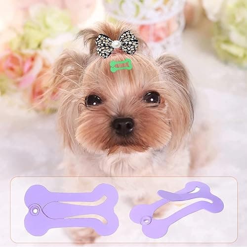 PET SHOW 50Pcs/25Pairs Hair Clips for Small Dogs Cute 1 Inch Puppy Barrettes Mini Bone Shaped Snap Hair Bows Pet Grooming Hair Accessories for Dog Cat thumbnail 5
