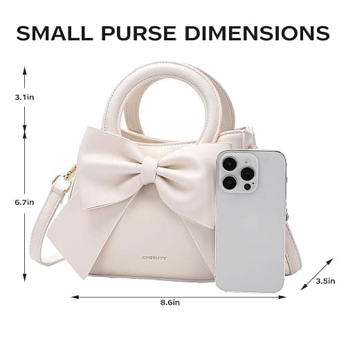 Small Purses for Women Crossbody Bag, Vegan Leather Crossbody Purses and Handbags with Top Carry Handle and Cute Bow Knot thumbnail 6