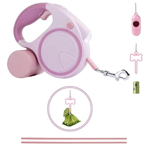 Best Dog Supplies | Pink Retractable Dog Leash with Light, Poop Bag Dispenser, Poop Bag Holder, 2 Elastic Ropes | Set of 4 thumbnail 7
