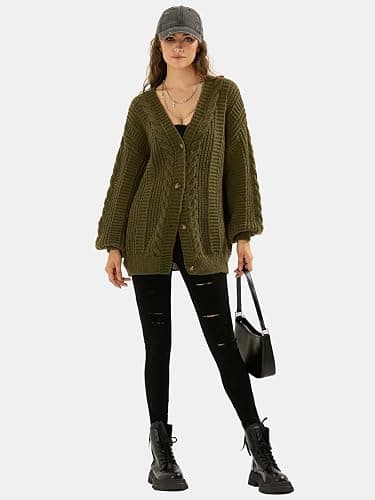 EXLURA Womens 2025 Oversized Cardigan Sweaters Fall Winter Lightweight Soft Knit Cardigan Open Front Button Outwear Coats thumbnail 5