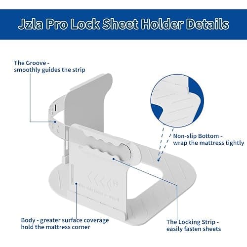 Jzla pro Lock Sheet Holders Keep Sheets Tight Heavy Duty Bed Sheet Holder Corner Fitted Sheet Straps Fit All Mattress Size Easy Installation - White thumbnail 6