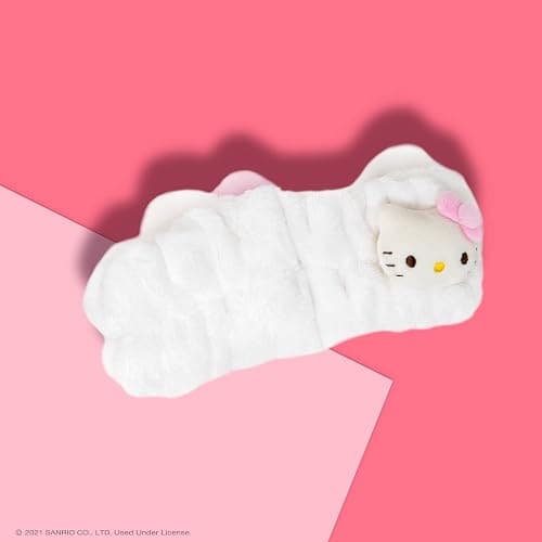 The Crème Shop Plush Spa Headband w/Hello Kitty's Signature Bow, Spa Headband for Washing Face, Skincare Headbands, Soft & Fluffy Headbands for Women (Pink) thumbnail 4