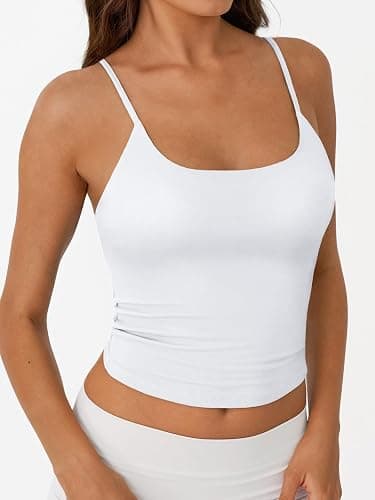 Trendy Queen Womens Double Lined Spaghetti Strap Tank Tops Summer Adjustable Camisole Teens Going Out Cute Basic Crop Tops thumbnail 3