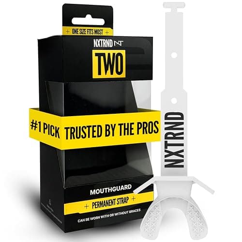 Nxtrnd Two Football Mouth Guard, Football Mouthpiece with Strap, Fits Adult & Youth (White) - Image 1