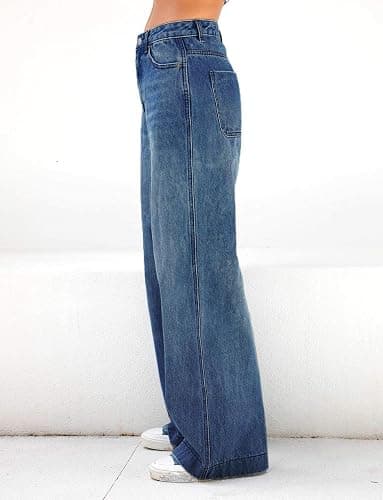 EMMIOL Women's 2026 Wide Leg Jeans Distress Mid Waist Denim Pants Vintage Y2K Trousers thumbnail 3