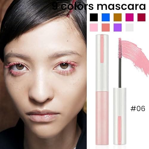 Colored Mascara for Eyelashes with Comb Set, Pink mascara Colorful Waterproof Long lasting Charming Voluminous for Women Cruelty Free Vegan Eye Makeup(C-1Pc 06#light pink, C) thumbnail 2