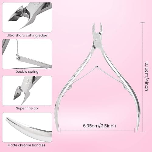 Professional Cuticle Trimmer Cuticle Nippers,Pedicure Nail Care Tool | Cuticle Cutter, Cuticle Clippers, Cuticle Remover, Pedicure Manicure Tools, Double Spring,Nail Care Tool,Silver thumbnail 3