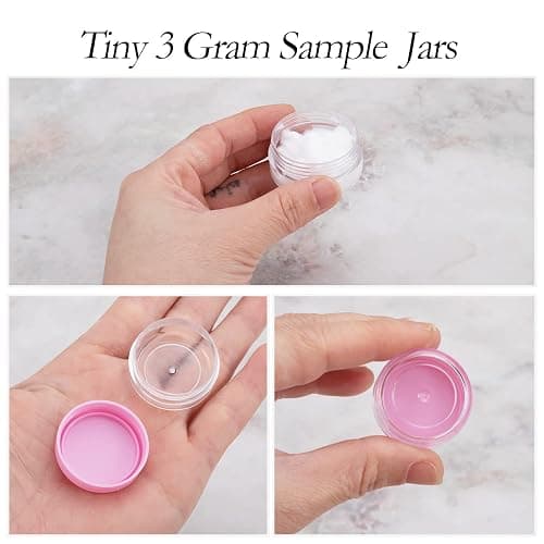 ZEJIA 3 Gram Sample Containers with Lids, 25 Count Tiny Sample Jars, 3ML Makeup Cosmetic Containers for Lip Balms, Lotion, Powder, Beauty Products(Pink Lids) thumbnail 3