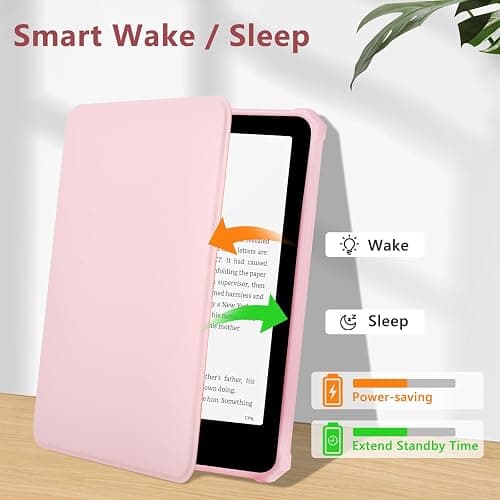 FUWANG Case for All-New Kindle 6 inch 2024 and 2022 Releases (11th Generation) - PU Leather Slim Lightweight Cover with Auto Wake/Sleep Case for Kindle 6 Inch 11th Gen, Pink thumbnail 9