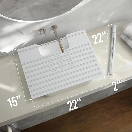 Maplefield Bathroom Sink Cover for Counter Space, Heat Resistant Silicone Sink Mat for Your Beauty Routine, Small Bathroom Space Saver Sink Cover for Makeup (Gray Large, 22 x 2 x 2 Inches) thumbnail 3