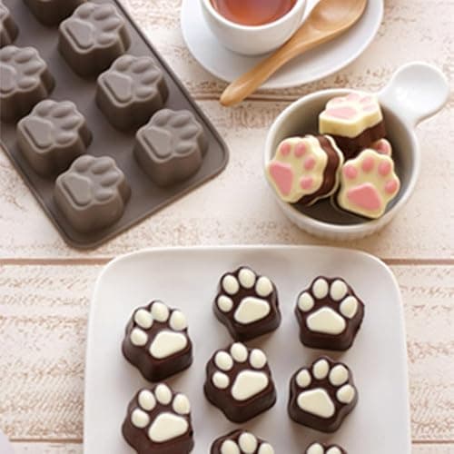Elome Silicone Ice Tray Mini Animal Dog Cat Paw Print Cupcake Muffin Baking Cup Mold, Ice Cube Chocolate Soap Candle Tray Pink thumbnail 2