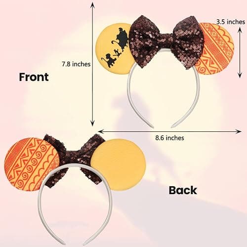ETLUK Mouse Ears Headband, Animal Mouse Ears with Sequin Bow for Women Girls, Parks Ears for Cosplay Accessories Party (Lion) thumbnail 3
