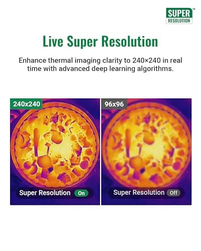 HF96 Thermal Camera with AI Scene Detection, Laser Pointer, 240x240 Super Resolution, -4°F~1022°F, Thermal Imaging Camera for HVAC Electrical Building Inspection,25Hz Infrared Camera,11h Runtime thumbnail 7