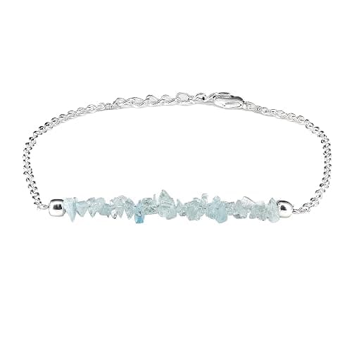 Gempires Natural Chips Bar Bracelet, Energy Healing Crystals, Birthday, Gift for Her, Gemstone Jewelry 8 inch AA+ Quality - Image 1