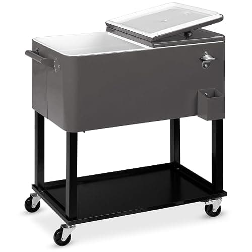 Best Choice Products 80-Quart Outdoor Steel Rolling Cooler Cart w/Ice Chest, Bottle Opener, Catch Tray, Drain Plug, Locking Wheels - Image 1