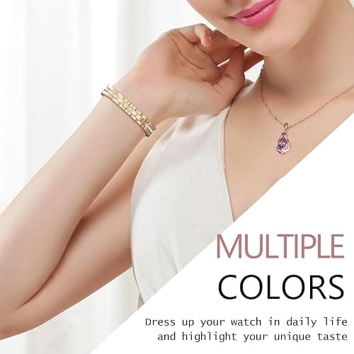 AIRSPO Slim Gold Band Compatible with Apple Watch 38mm 40mm 41mm 42mm 44mm 45mm 46mm Women Thin Metal Strap Dressy Jewelry Bracelet with Bling Diamond for iWatch Bands Series 10 9 8 7 6 5 4 3 SE thumbnail 6