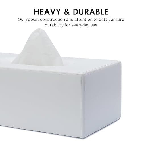 Yew Design Matte White Tissue Box Cover Rectangular, Facial Tissue Dispenser for Bathroom, Kitchen, Bedroom, Office, Hotel, Restaurant, Countertop, Nightstand, Car, and Desk thumbnail 5