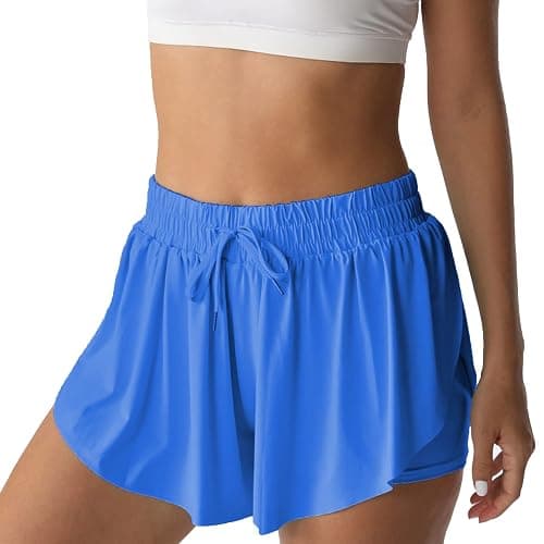 Flowy Athletic Shorts for Women Running Tennis Butterfly Shorts Girls 2-in-1 Double Layer Quick-Drying Comfy Shorts - Image 1