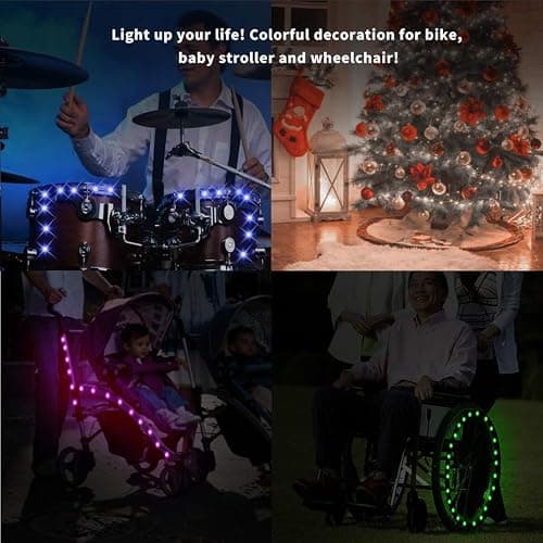 TINANA 2 Tire Pack LED Bike Wheel Lights Ultra Bright Waterproof Bicycle Spoke Lights Cycling Decoration Safety Warning Tire Strip Light for Kids Adults Night Riding thumbnail 7