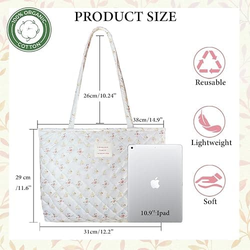 Sunwel Fashion Top Zipper Floral Quilted Bag Small Tote Bag for Women thumbnail 3