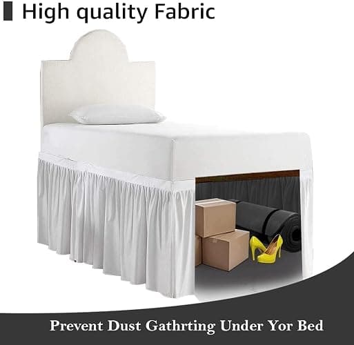 Crown Collection 30 Inch Drop Twin XL Size Dorm Bed Solid Bed Skirt Stylish Ruffled Pattern Split Corner Easy Fit Easy Care Fade & Wrinkle Resistant- Micorfiber Fit thumbnail 4