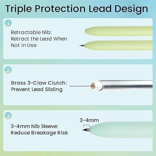 Smooth Mechanical Pencil Set with Erasers, 6PCS Pastel Mechanical Pencils 0.5 & 0.7mm with 4 Tube HB Lead Refill, 2PCS Erasers and 10PCS Eraser Refills for School Supplies Writing (0.5mm+0.7mm) thumbnail 3