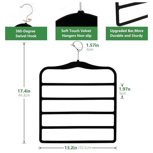 Closet Organizers and Storage,3 Pack Organization and Storage Pants-Hangers-Space-Saving,Velvet Hanger for Dorm Room for College Students Girls Boys Guys Hanging Jean Scarf thumbnail 3