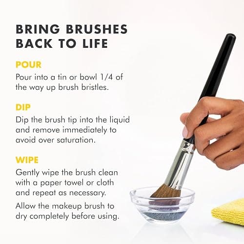 Cinema Secrets Original Makeup Brush Cleaner Solution - Professional Cleanser for Makeup Brushes - Quick-Drying, Rinse-Free Formula - Removes Stubborn Waterproof Make Up - Lemon thumbnail 6