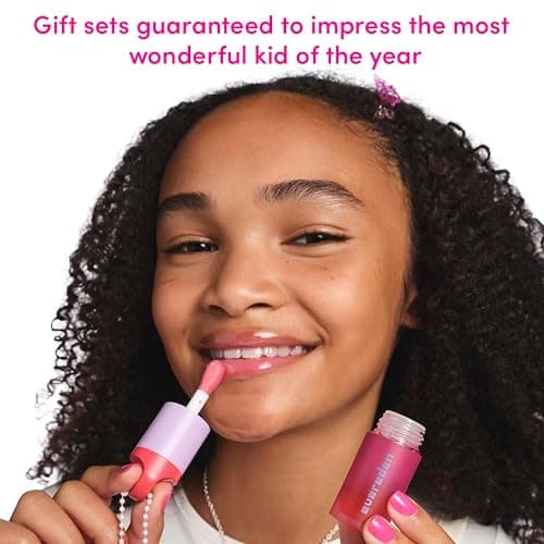 Evereden Kids Tinted Non Toxic Lip Gloss Kit: Ruby Red & Pink, Non Toxic, Vegan Makeup for Kids - Hydrating Lip Gloss | Sunflower, Avocado, Grapeseed Oils - Gift Set Box - Easter Basket Stuffers thumbnail 2