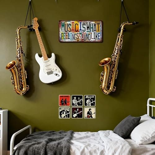 Novwee Retro Music Room Wall Decor Inspirational Quotes Signage Poster - Music Is What Feelings Sound Like 12x6 inches thumbnail 2