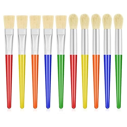 10Pcs Paint Brushes for Kids, Anezus Kids Paint Brushes Toddler Large Chubby Brushes Round and Flat Preschool Painting Brushes for Washable Paint Acrylic Paint - Image 1