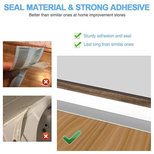 2 Rolls Caulk Tape Self Adhesive, Bathroom Waterproof White Caulking Sealant Strip Peel & Stick Wallpaper Floor Tile Toilet Tub Sink Backsplash Kitchen Wall Decor, Easier to Use Than Silicone Caulk thumbnail 4