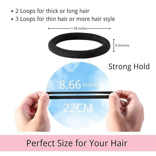 LuSeren 120PCS Black Hair Ties for Thick Hair – Seamless No Damage Elastic Ponytail Holders, Black Hair Band,Bulk Nylon Hair Elastics for Women thumbnail 2