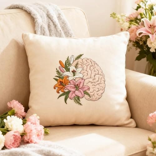 ORIGACH 4 Sheets Water Soluble Embroidery Patterns Stabilizers - Pre-Printed Skeleton, Skull, Organs & Floral Designs - Stick & Stitch Embroidery Paper for Hand Sewing Lovers thumbnail 5