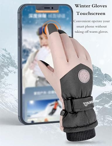 JJZS Winter Ski Snow Gloves for Men, Women, Youth | Touchscreen & Waterproof Cold Weather Hand Warming Gloves Winter Work Gloves thumbnail 6