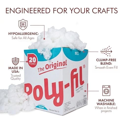 Fairfield The Original Poly-Fil, Premium Polyester Fiber Fill, Soft Pillow Stuffing, Stuffing for Stuffed Animals, Toys, Cloud Decorations, and More, Machine-Washable Poly-Fil Fiber Fill, 20 lbs. Box thumbnail 4