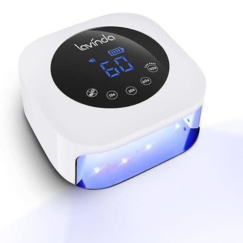 Lavinda UV LED Nail Lamp, Cordless Nail Lamp 54W Rechargeable Nail Dryer Gel Polish Light with Large LCD Display, Professional Gel Curing Lamp with 4 Timer Setting Auto Sensor for Salon and Home - White - Image 1