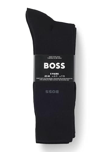 BOSS Hommes 5P RS Uni CC Lot de cinq paires de chaussettes mi-mollet en coton mélangé thumbnail 3