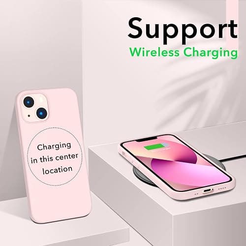 ORNARTO Compatible with iPhone 13 Mini Case, Slim Liquid Silicone 3 Layers Full Covered Soft Gel Rubber with Microfiber Case Cover 5.4 inch-Pink thumbnail 5