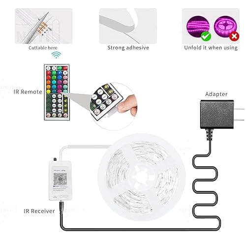KSIPZE 100ft Led Strip Lights RGB Music Sync Color Changing Bluetooth Led Lights with Smart App Control Remote Led Lights for Bedroom Room Lighting Flexible Home Décor thumbnail 7