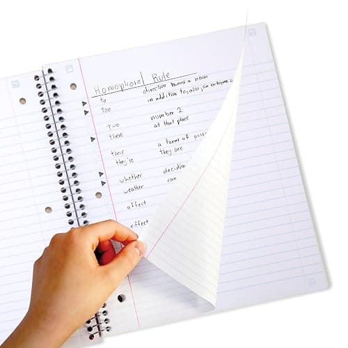 Five Star Spiral Notebooks + Study App, 4 Pack, 1 Subject, Wide Ruled Paper, 10-1/2" x 8", 100 Sheets, Amethyst Purple, Raspberry Pink, Gray and Tidewater Blue (930105-ECM) - Wide Ruled thumbnail 3