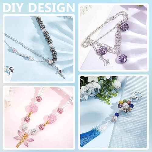 PH PandaHall 100pcs 10mm Yellow Rhinestone Beads Yellow Clay Bead Polymer Crystal Beads Clay Pave Disco Ball Round Diamond Bead for Necklace Bracelet Jewelry Making Party Decoration thumbnail 5