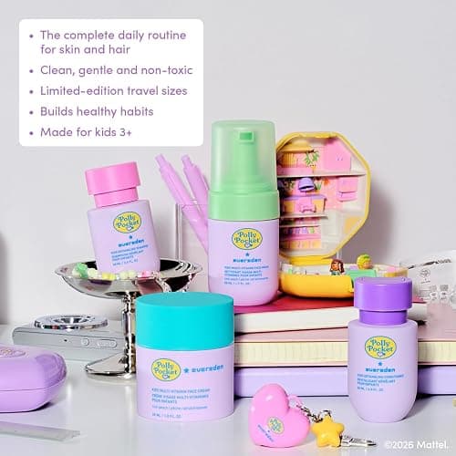 Evereden x Polly Pocket Travel Size Kids Skincare & Haircare Set + Lip Balm | Limited-Edition Gift Box, Kids Skincare & Haircare Minis & Lip Balm Charm, Dermatologist-Tested, TSA Approved, Clean & Vegan thumbnail 9