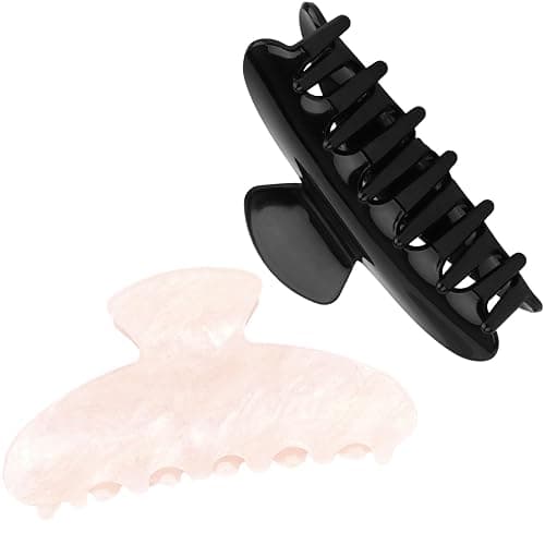 2 Pack Hair Claw Clips for Women, Acrylic Claw Clips for Thick Hair Non-slip Clip for Hair, Large Claws Hair Accessories for Women (Pink & Black) - Image 1