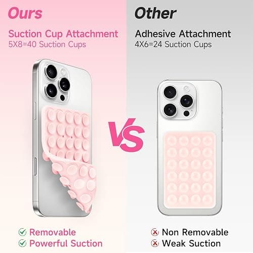Yojaro Silicone Suction Cup Phone Case Mount Double Sided, Phone Accessories Hands-Free Strong Grip Holder for Selfies and Videos (Light Pink Glitter) thumbnail 4