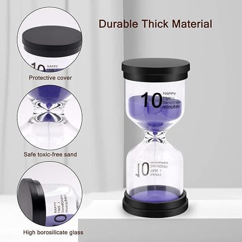 Sand Timer, Sand Timers Colorful 1/3/5/10/15/30 Minutes Sandglass Timer with Protective Cover for Classroom Home Office Cooking (Pack of 6) Multicolor thumbnail 5