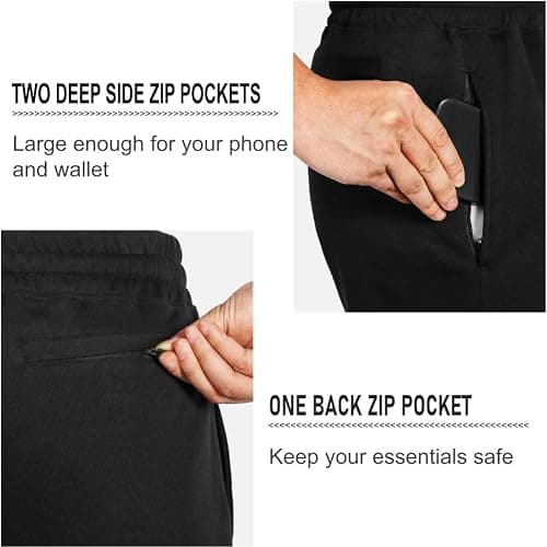NIMENJOJA Mens 7" Sweat Shorts Cotton Workout Gym Jogger Lounge Shorts with Zipper Pockets thumbnail 5