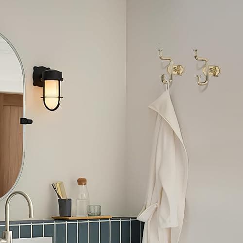 SAILING 2 Pack Coat Hooks Champagne Gold Towel Hooks Robe Hooks Decorative Wall Hooks for Bathroom Bedroom Kitchen Towel Robe Clothes Cabinet Closet Bathroom Hardware thumbnail 2