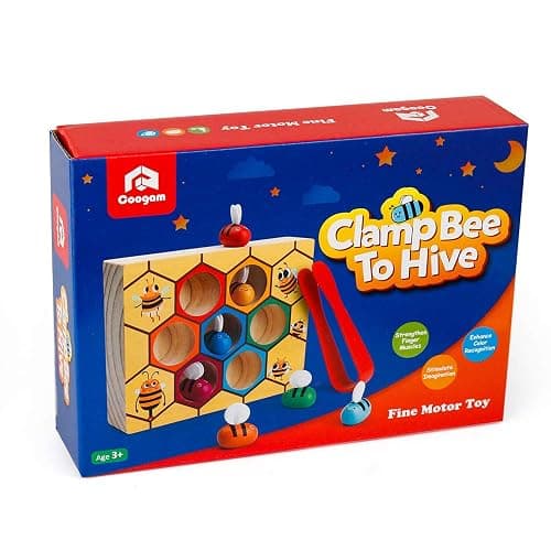 Coogam Toddler Fine Motor Skill Toy, Clamp Bee to Hive Matching Game, Montessori Wooden Color Sorting Puzzle, Early Learning Preschool Educational Gift Toy for 3 4 5 Years Old Kids thumbnail 5